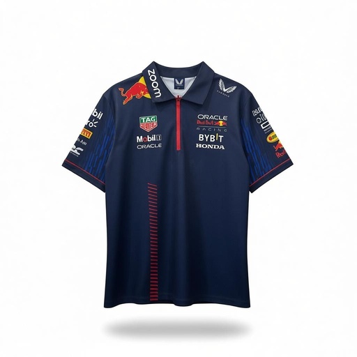 CAMISETA F1 SPORT MARCA CASTORE COLOR AZUL MARINO BUBI HONDA ZIPER ROJO