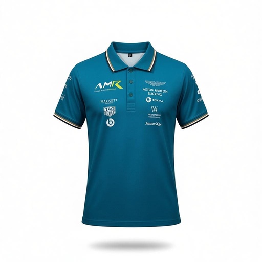 CAMISETA F1 SPORT ASTON MARTIN COLOR AQUA CON PESTAÑA DE BOSS FLUORECENTE
