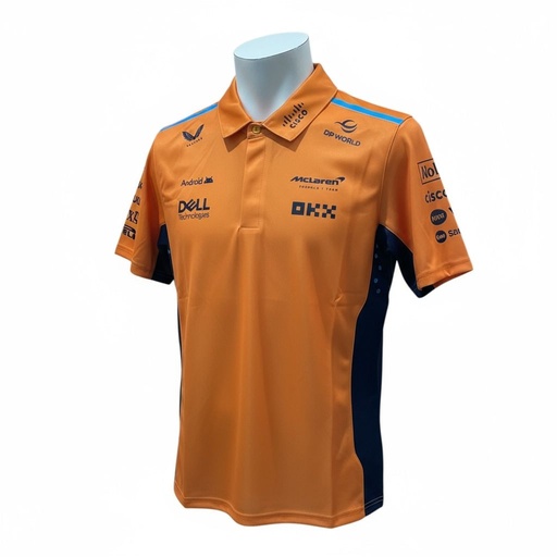 CAMISETA F1 SPORT MARCA CASTORE COLOR ATRAS MITAD NEGRO Y MITAD NARANJA