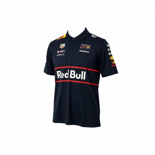 CAMISETA F1 SPORT MARCA ORACLE RED BULL TELA SUAVE  COLOR AZUL MARINO BOTON NEGRO