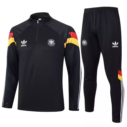 SET DEPORTIVO MANGA LARGA EQUIPO ALEMANIA  COLOR NEGRO CON FRANJA AMARILLA Y ROJA