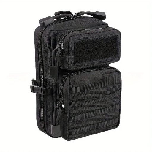 [TAPS00720] MOCHILA TIPO BOLSO TACTICO DE CINTURA CON VELCRO COLOR NEGRO