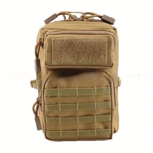 [TAPS00721] MOCHILA TIPO BOLSO TACTICO DE CINTURA CON VELCRO COLOR CAFE