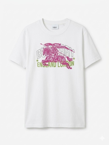 [TAPS01000] CAMISA BURBERRY BLANCA CABALLO DE COLORES ROSADO TALLA 2XL