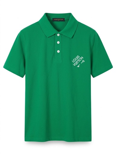 #2 CAMISA LOUIS VUITTON VERDE SPORT LETRAS BLANCAS PECHO IZQUIERDO