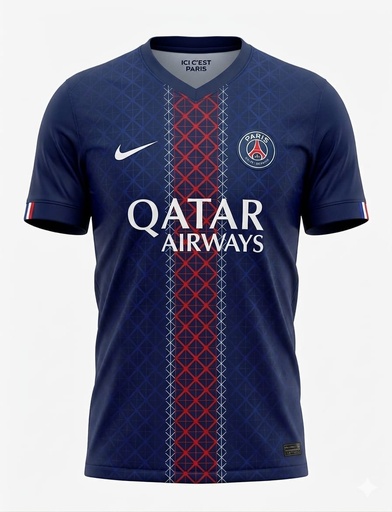 CAMISA EQUIPO SOCCER PARIS SAINT GERMAN CUELLO V BANDERA DE FRANCIA RUEDO DE MANGA