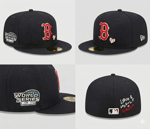 [DAPS01660] GORRA MLB RED SOX NEGRA Y LETRA B ROJA Y CORAZON